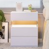 Gulches LED Nightstands 3 Drawer Dresser for Bedroom End Table with Acrylic Board LED Bedside Tables for Bedroom Living Room Bedside Furniture (White) - 2 of 4