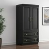 HomeRoots 71" Black Wood Two Door Two Drawer Combo Dresser - 2 of 4