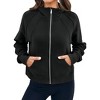 Imily Bela Women's zipper hoodie with a short cut, polo collar, casual cotton long sleeves, and thumb holes - 2 of 4