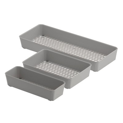Set of 3 Hexa Drawer Organizer Gray - Spectrum Diversified: Kitchen Storage, Plastic Cabinet Organizers