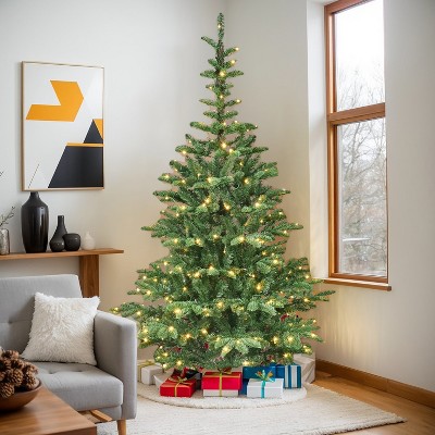 Resenkos Artificial 8ft  LED-lit Christmas Tree with 1307PE/PVC Mixed Branch Tips