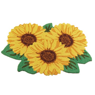 Collections Etc Sunflower Shaped Skid-Resistant Hooked Accent Rug