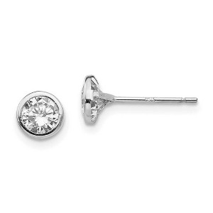 Black Bow Jewelry 5mm Bezel Set Cubic Zirconia Stud Earrings in 14k White Gold - 1 of 4
