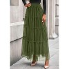 Tulle Skirts for Women 2025 Fall Fashion Elastic High Waisted Fairy Tiered Flowy A-Line Casual Maxi Long Skirt Army Green - 3 of 4
