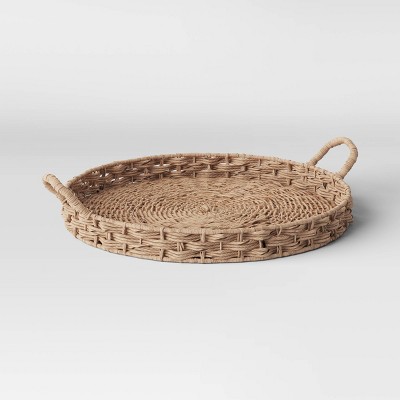 Large Manmade Rattan with Wrapped Ear Handles Tray Natural - Threshold™ designed with Studio McGee