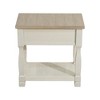 DOMETOUR Light Brown MDF Top and White Oak Drawer Living Room Side Table - 3 of 4