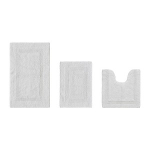 Lux Premium 100% Cotton  Ultra-Soft Tufted Solid Reversible 3 Piece Bath Rug Set, Water-Absorbent, Durable, Machine Washable Bathroom Rug - 1 of 4