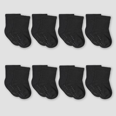 Image of Gerber Baby 8pk Wiggle Proof Socks - Black 0-6M