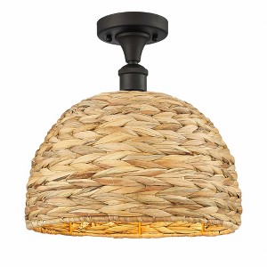 Innovations Lighting Woven Ratan 1 - Light Semi-Flush Mount in  Oiled Brass - 1 of 1