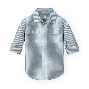Hope & Henry Boys' Linen 2-Pocket Button Down Shirt, Infant