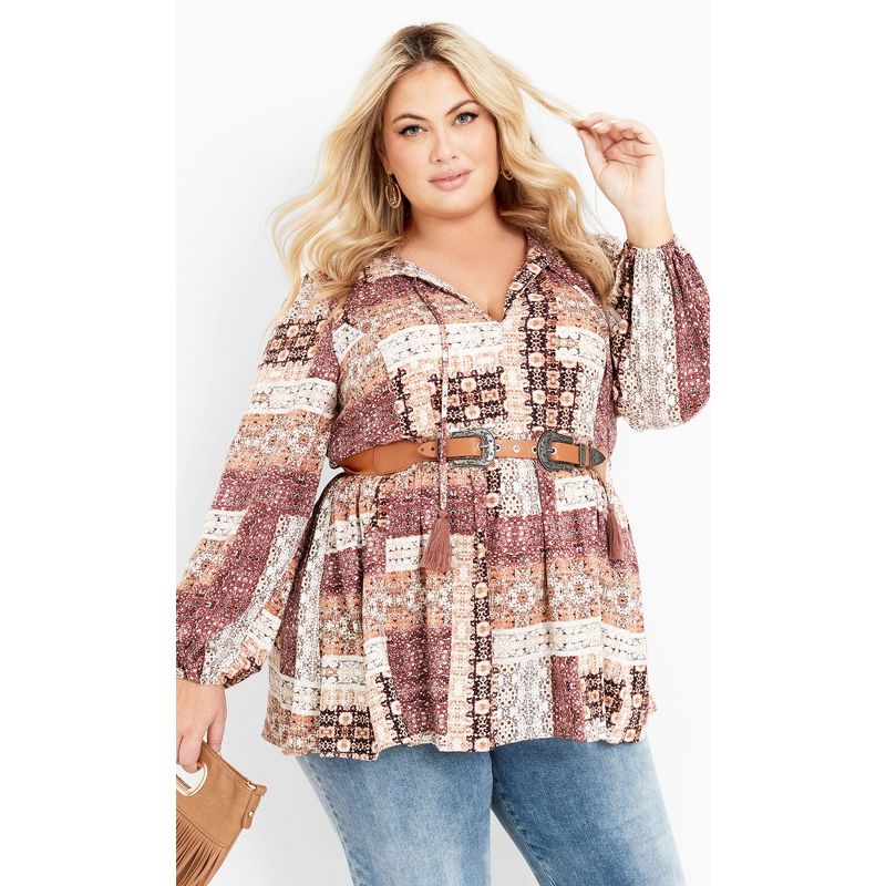 Women's Plus Size Charmed Tunic - brown | AVENUE, 1 of 8