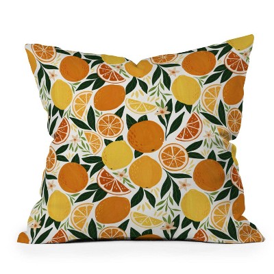 16"x16" Avenie Citrus Fruits Square Throw Pillow Yellow/Orange - Deny Designs