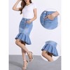 INSPIRE CHIC Women's High Waist Ruffled Hem Bodycon Fishtails Denim Midi Skirt - 2 of 4