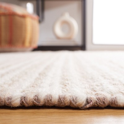 Handwoven Ivory Wool Square Area Rug, 4' x 6'