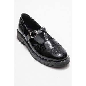 Janney - Black Patent Leather Strap Loafers (Women) | Forever & Always Shoes - 1 of 4