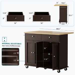 Celebalcony Rolling Kitchen Island Cart With Butcher Block Top – Portable Workstation With Storage Shelves, Locking Wheels - 1 of 3