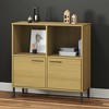 vidaXL Solid Pine Wood Bookcase with Metal Legs - Rustic Brown Freestanding Bookshelf with Ample Storage - 2 of 4