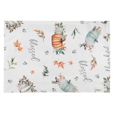 Grateful Patch Fall Pumpkin Pattern Fabric Placemats Set of 4