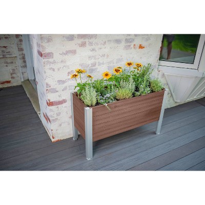 Espresso Brown Vinyl Elevated Garden Planter with Trellis