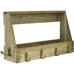 LIVEVIE Elegant Wooden Wall Mount Mail & Key Holder Decorative 6-Hook Organizer for Entryway, Hallway, Office - 1 of 4