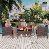 Jojoka 4-Piece Patio Furniture Set, All-Weather Rattan Chairs with Cushions and Glass Table, Outdoor Wicker Conversation Set for Porch, Lawn, Garden - 4 of 4