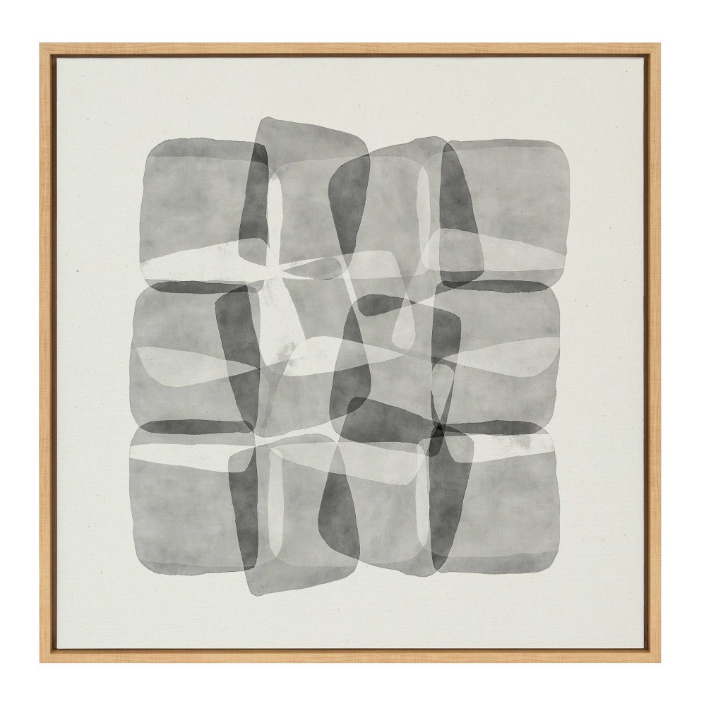 Photos - Other Decoration 30" x 30" Sylvie Neutral Mod Abstraction Black and White Framed Canvas Natural - Kate & Laurel All Things Decor: Amy Lightha
