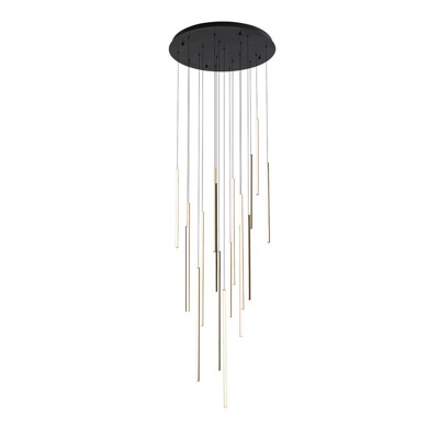 LLHZSY 18-Light Dimmable Integrated LED Chandelier Linear Kitchen Island Light Fixture-Black