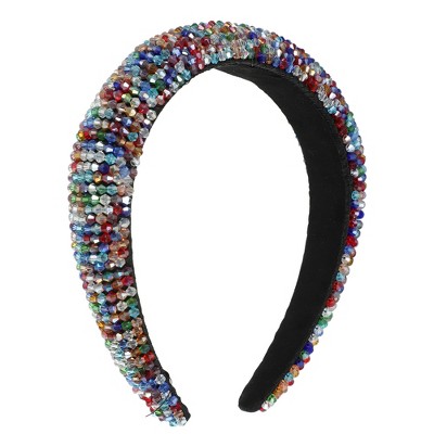 Unique Bargains Rhinestone Headband for Women Bling Padded Hairband Faux Crystal Hair Accessories Multicolor 1.18 Inch Wide 1 Pc