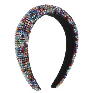 Unique Bargains Rhinestone Headband for Women Bling Padded Hairband Faux Crystal Hair Accessories Multicolor 1.18 Inch Wide 1 Pc - 1 of 4