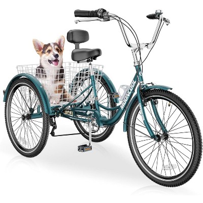 DoCred Trikes, 24 Inch 7 Speed Tricycles, Three Wheel Bikes with Basket