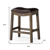 HomeRoots 26" Brown Faux Leather and Solid Wood Backless Counter Height Bar Chair - 3 of 4