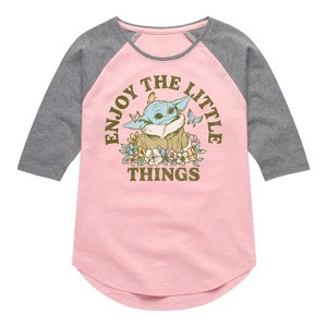 Girls' - The Mandalorian - Enjoy The Little Things Shirt Tail Raglan Graphic T-shirt - 1 of 4
