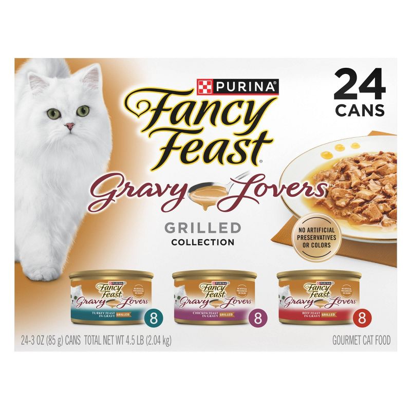 Purina Fancy Feast Gravy Lovers Chicken, Turkey&#160;&#38; Beef Flavor Wet Cat Food Cans Variety Pack - 3oz/24ct, 4 of 11