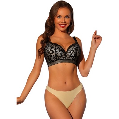Allegra K Women's Floral Lace Adjustable Straps Full Coverage Push-up Bras