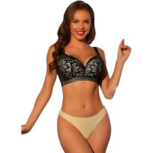 Allegra K Women's Floral Lace Adjustable Straps Full Coverage Push-up Bras - 1 of 4