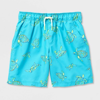 Cat & Jack Boys' Roaming Turtles Swim Trunks - Cat & Jack™ Blue/ Showy Green S — фото 2