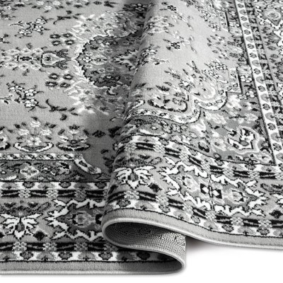 Gray and Black Tufted Reversible Synthetic Area Rug Set