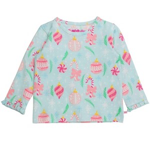 RuffleButts Toddler Girls Knit Long Sleeve Ruffle Layering Tee - Ornament Dreams, 18-24m - 1 of 2