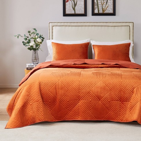 Greenland Home Fashions 3pc King Riviera Velvet Quilt & Sham Set Spice ...