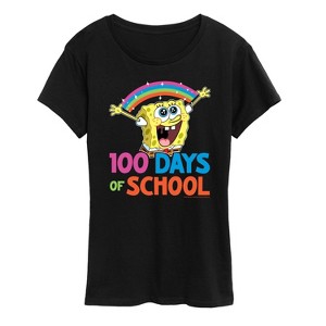 Women's - SpongeBob SquarePants - 100 Days Of School Spongebob Short Sleeve Graphic T-Shirt - 1 of 4