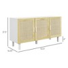 Yukimo Modern Kitchen Island, White and Natural Finish with 3 Woven Rattan Doors and Adjustable Shelves, Suitable for Dining and Kitchen Use - 3 of 4