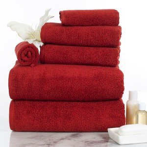 Hastings Home Cotton Zero Twist 6-Piece Towel Set - Burgundy - 1 of 4
