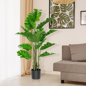 Aghana Digitals 60'' Faux Monstera Tree with 15 PEVA Leaves, Sturdy Cement Pot - Lifelike - 1 of 4