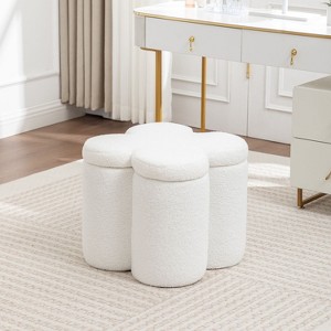 SEYNAR Modern Glam Teddy Velvet Flower Shape Storage Ottoman - 1 of 4
