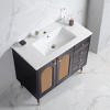 Lyngins 36" Bathroom Vanity with Sink – Drop-In Basin, Tapered Legs, Rattan Bathroom Storage Cabinet with Woven Hollowed-Out Doors & Drawer - 2 of 4
