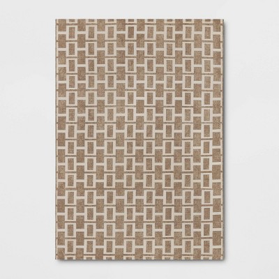 7'x10' Modern Geometric Outdoor Area Rug Tan - Threshold™