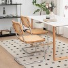 QingMoon Rattan Dining Chairs Set of 2, Leather Rattan Side Accent Chairs, Stainless Chrome Base, Modern Mid Century Designed Chairs - 2 of 4