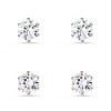 Steeltime Ladies stainless steel and 18k rose gold plated simulated diamonds stud earrings set - 2 of 4