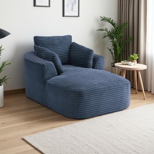 Oversized Corduroy Chaise Lounge Chair with Spring Cushion - 1 of 4