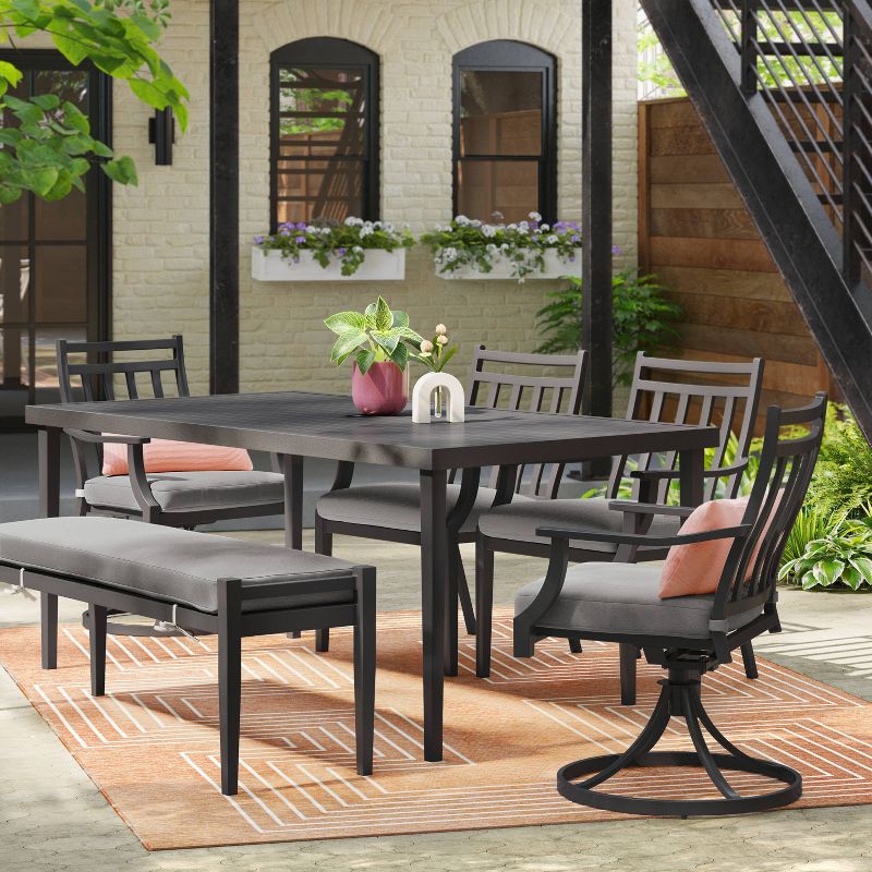 2pc Fairmont Stationary Outdoor Patio Dining Chairs Arm Chairs Black - Threshold&#8482;, 3 of 8